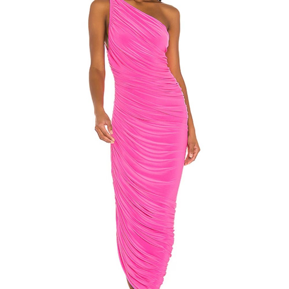 Norma Kamali Pink orchid One-Shoulder Diana Dress NWT perfect condition.  L